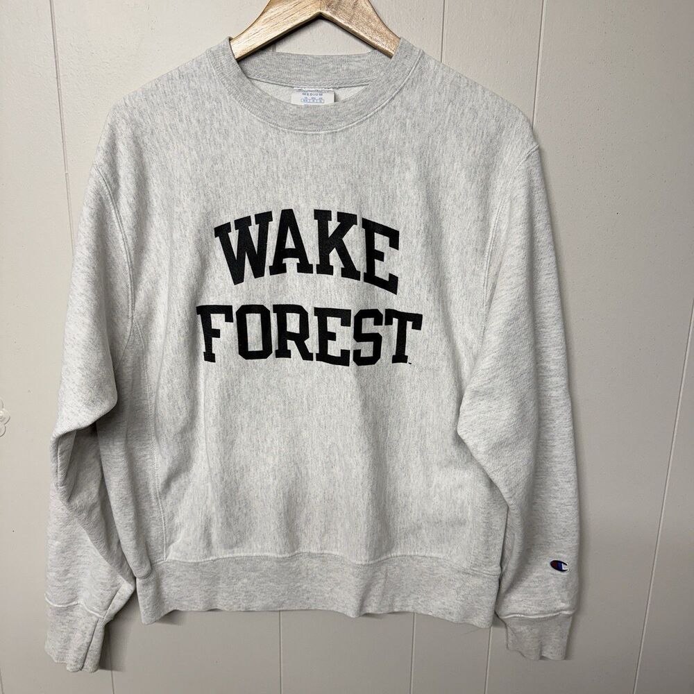 Champion Wake Forest University Reverse Weave Crewneck Sweatshirt Gray Men M EUC